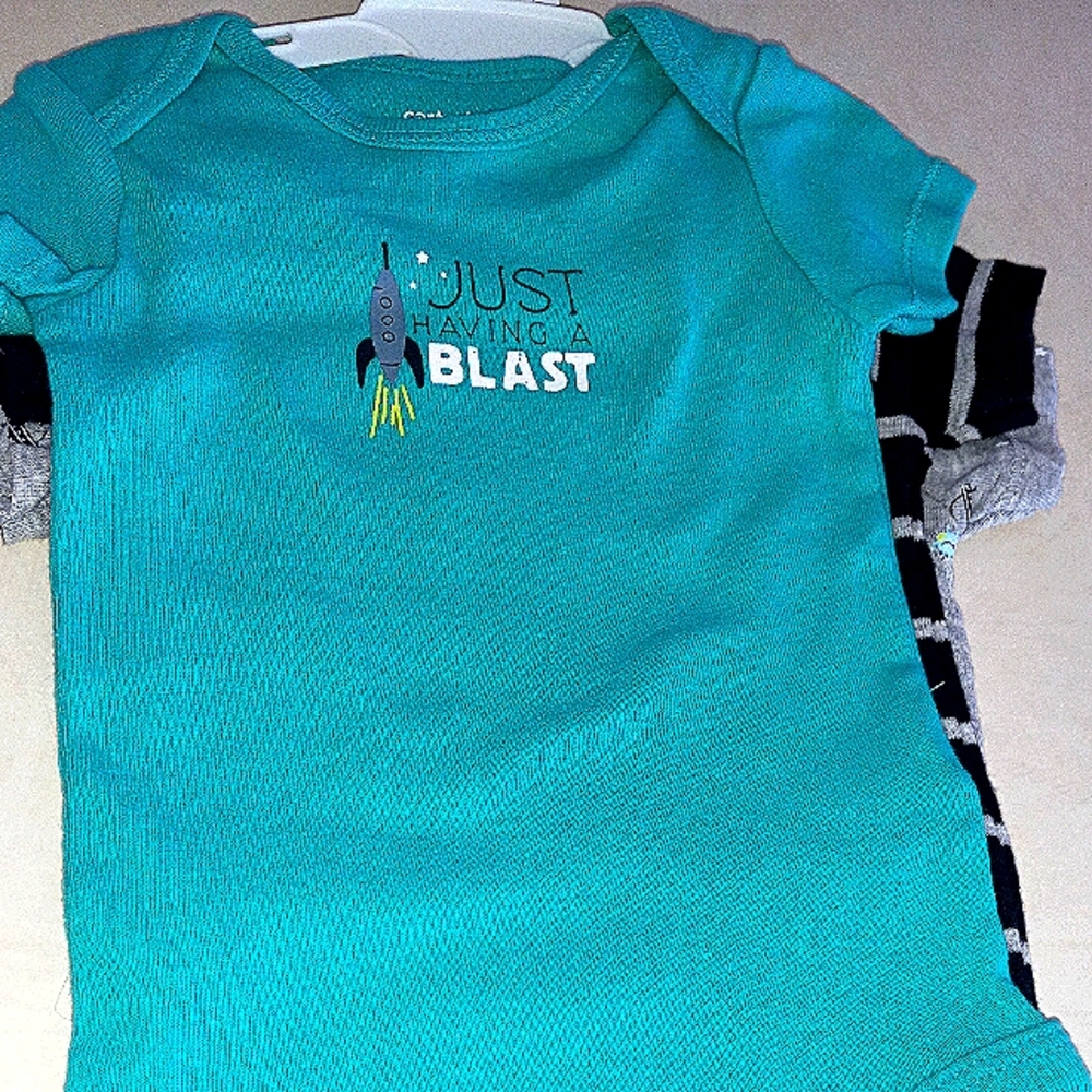 NWT CARTER'S 3-Pack Space & Stripe Short-Sleeves, 3mos